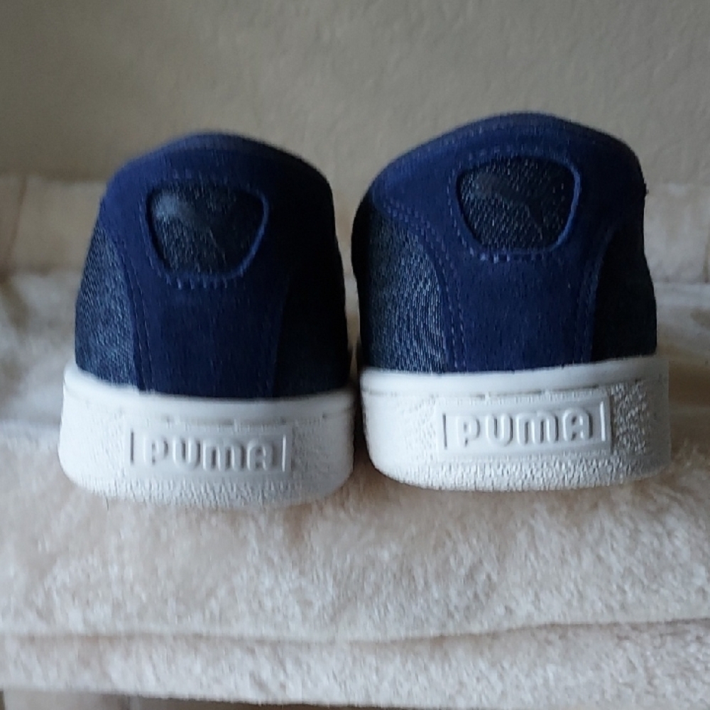 Puma Men's Dark Blue Denim Slip-On Sneakers Size 10.5 - Picture 4 of 8